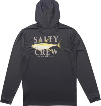 Salty Crew Mens Salty Crew Hoodie Gray Stretch UPF 50+ Long Sleeve Pullover GBO1045
