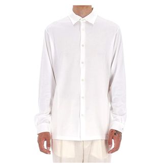 Roberto Collina Witte Katoenen Jersey Polo Shirt - Heren - Zakelijke Overhemden - Wit - 2XL - Katoen - Overhemden