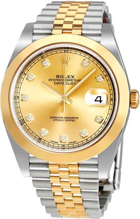 Rolex Datejust 41 Champagne Diamond Dial Steel and 18K Yellow Gold Jubilee Mens Watch 126303CDJ