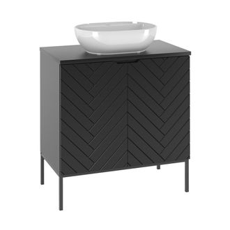 Petits Meubles Mueble lavabo 2 puertas sobre patas estratificado Negro