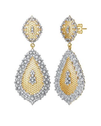 Rachel Glauber Two-Tone Plated Cz Dangle Earrings