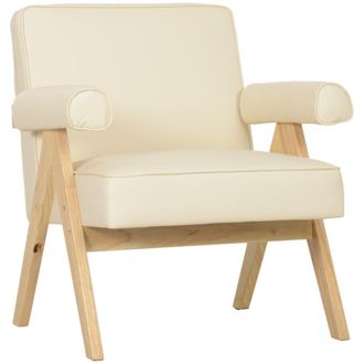 HOMCOM Butaca de sal&oacute;n 73x70x80 cm crema
