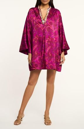 Cinq &agrave; Sept Paisley Bloom Long Sleeve Minidress in Purple Garnet Multi at Nordstrom, Size X-Small