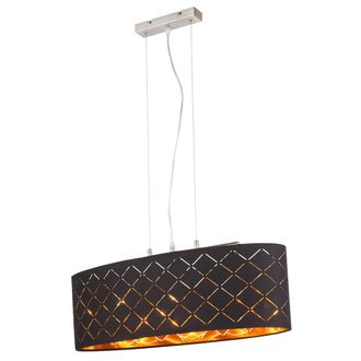 ETC Shop Etc-shop - Lampada Da Soffitto A Sospensione Per Soggiorno Oro Nero Lampada A Sospensione Per Soggiorno, 3 Luci, Tessuto Metallico, 3x Led 7w 806lm 27