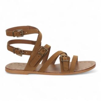 Love Rio Womens Leire Suede Flat Sandal In Whiskey