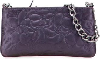 Chanel Pre-owned Clutches, female, Purple, Size: ONE SIZE Pre-owned Leather Clutch