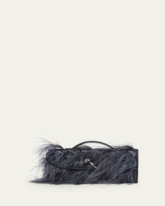 Bottega Veneta Andiamo Feather Leather Clutch Bag