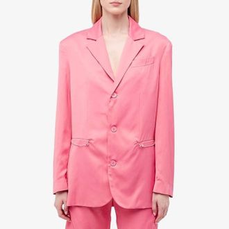 Artica Arbox Blazer Womens Bubble Gum Three-Button Suit Jacket RED22