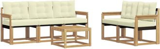 vidaXL Conjunto De Sof&aacute;s De Exterior 6 Uds. Blanco Y Crema Vidaxl