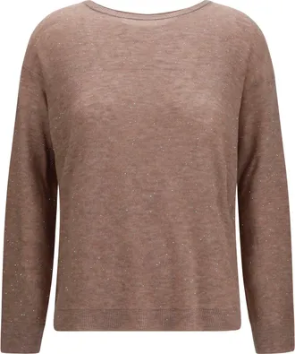 Fabiana Filippi Womens Sweater Sequin-Embellished Mocha Meringue Merino Wool (ovis Aries)