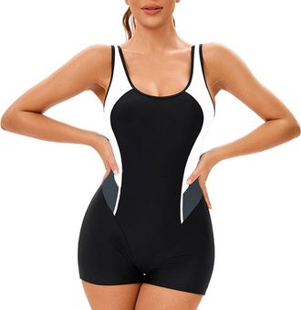 Generic Swimsuits for Women UK Tummy Control - Womens One Piece Swimsuit Racerback Training Competitive Athletic Swimming Costume Modest Swimwear Ladies Sport