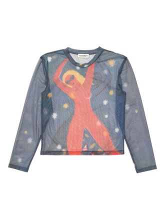 Carne Bollente mesh they call her carmen top - unisex - Polyester/Elastane - M - Blue