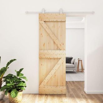 vidaXL Vidaxl - Puerta Corredera Con Herrajes Madera Maciza De Pino 70x210 Cm