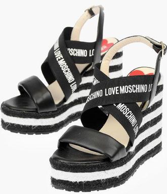 Moschino LOVE Leather Wedge Sandals with Logo 12cm size 35