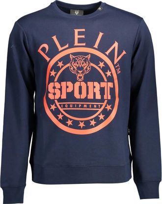 Plein Sport Blauwe Crewneck Sweatshirt met Print en Lange Mouwen - Heren - Sportshirts - Blauw - XL - Fitness