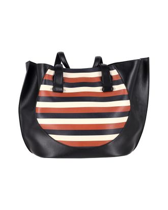 Victoria Beckham Pre-owned Womens Tulip Small Striped Tote Bag in Black Leather Leather (archived) - One Size