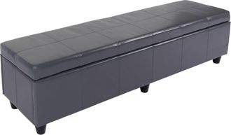 Hhg Hhg - Panca Contenitore Elegante Kriens Xxl Pelle E Ecopelle 180x45x45cm Grigio