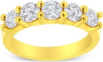 House of Brilliance 14K Yellow Gold Plated Sterling Silver 1 1/2 cttw Shared Prong Round Diamond Wedding Band Ring in Yellow Gold Over Silver at