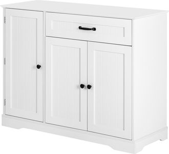 STILVORA Aparador Con 3 Puertas, 1 Caj&oacute;n Y Estantes Ajustables, En Mdf, Blanco, Para Sal&oacute;n, Comedor Y Entrada