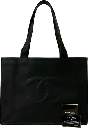 Chanel Black Grained Calfskin Tote Bag (Pre-Owned)