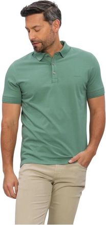 Genti Polo 3 Button SS 1219 - Heren - Polos - Groen - M - Katoen - Tops