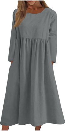 Generic Ladies Casual Dresses Modest Loose Dress for Women Elegant Long Skirts Plus Size Casual Dress for Women Fall Winter