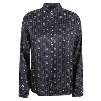 Tory Burch Overhemden, Dames, Blauw, 2Xs, Jacquard Top