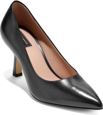 Cole Haan Hansell Pointed Toe Pump in Black Leather at Nordstrom, Size 8.5