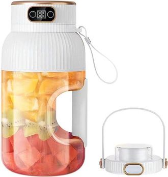 OEM Licuadora Port&aacute;til Inal&aacute;mbrica Con Doble Tapa Y Pantalla Digital - Recargable, Con 10 Cuchillas, Para Batidos Y Zumos Naturales, Color Blanco