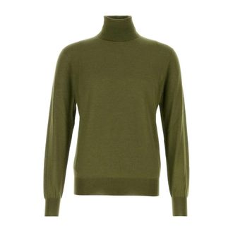 Saint Laurent Turtlenecks, male, Green, Size: L Ribbed Turtleneck