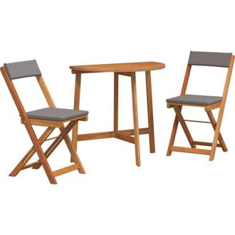 vidaXL Conjunto Bistro 3 Pcs Marr&oacute;n Madera Maciza De Acacia Vidaxl
