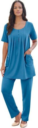 Roaman's Plus Size Two Pocket Soft Knit Swing Tunic in Dusty Indigo at Nordstrom, Size Large