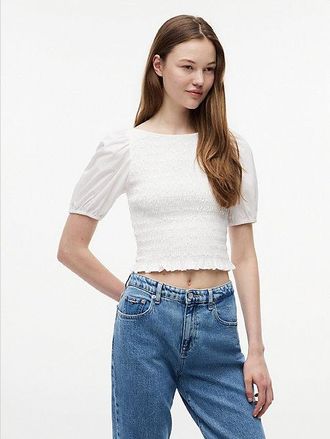 Tommy Hilfiger Smock Poplin Slim Short Sleeve Blouse