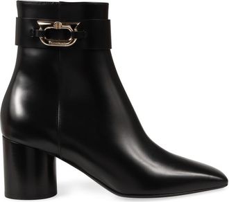 Ferragamo Black Solid Zipper Boots