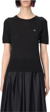 Vivienne Westwood Tops, Dames, Zwart, XS, Wol, Gebreide Top met Korte Mouwen