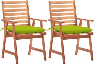 vidaXL Vidaxl - Sillas Comedor De Jard&iacute;n 2 Uds Madera Maciza Acacia Y Cojines