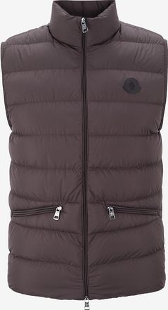 Moncler &Auml;rmellose Daunenjacke mit Lederpatch Treompan