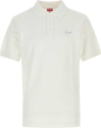 Kenzo White Solid Shirt Collar Polo