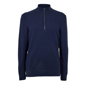 HUGO BOSS Heren Ebrando-P gebreide trui met halve rits (Donkerblauw)