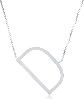 MAX + STONE Sterling Silver Large Sideways Block Letter Initial with Extendable Cable Chain, 16 to 18 inches