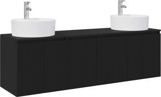 vidaXL Juego De Muebles De Ba&ntilde;o 3 Uds. Negro 49,5 X 44,5 X 65 Cm Vidaxl