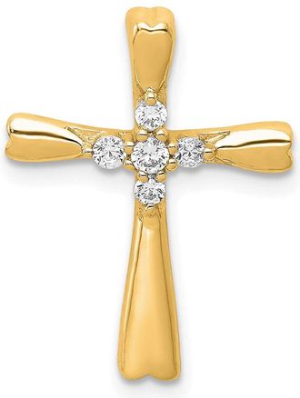 Diamond2Deal 10K Gold 1/6ct. 5-Stone Diamond Cross Chain Slide Pendant
