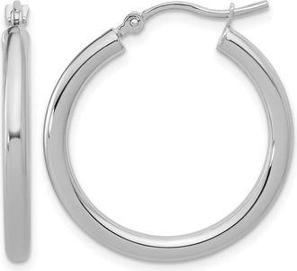 Diamond2Deal 14k Gold Polished 2.5mm Round Lightweight Tube Hoop Earrings