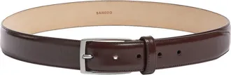Sandro Glazed leather belt in Chocolate at Nordstrom, Size Medium