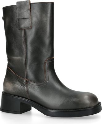 Steve Madden Womens Leather Benedict Black Boots - Size UK 4