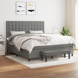 vidaXL Vidaxl - Cama Box Spring Con Colch&oacute;n Tela Gris Oscuro 160x200 Cm