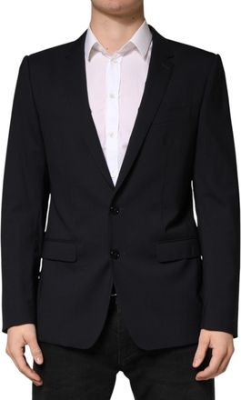 Dolce & Gabbana Mens Black Wool Single Breasted 2 Button Blazer Virgin Elastane Clothing