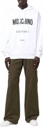 Moschino Mens Couture Cotton Sweatshirt In White