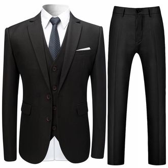 AlltheMen Slim fit zwart formeel 3-delig pak