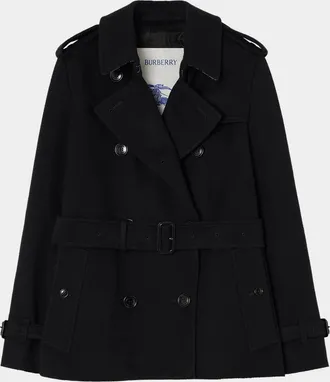 Burberry Kensington Belted Cashmere Short Trench Jacket